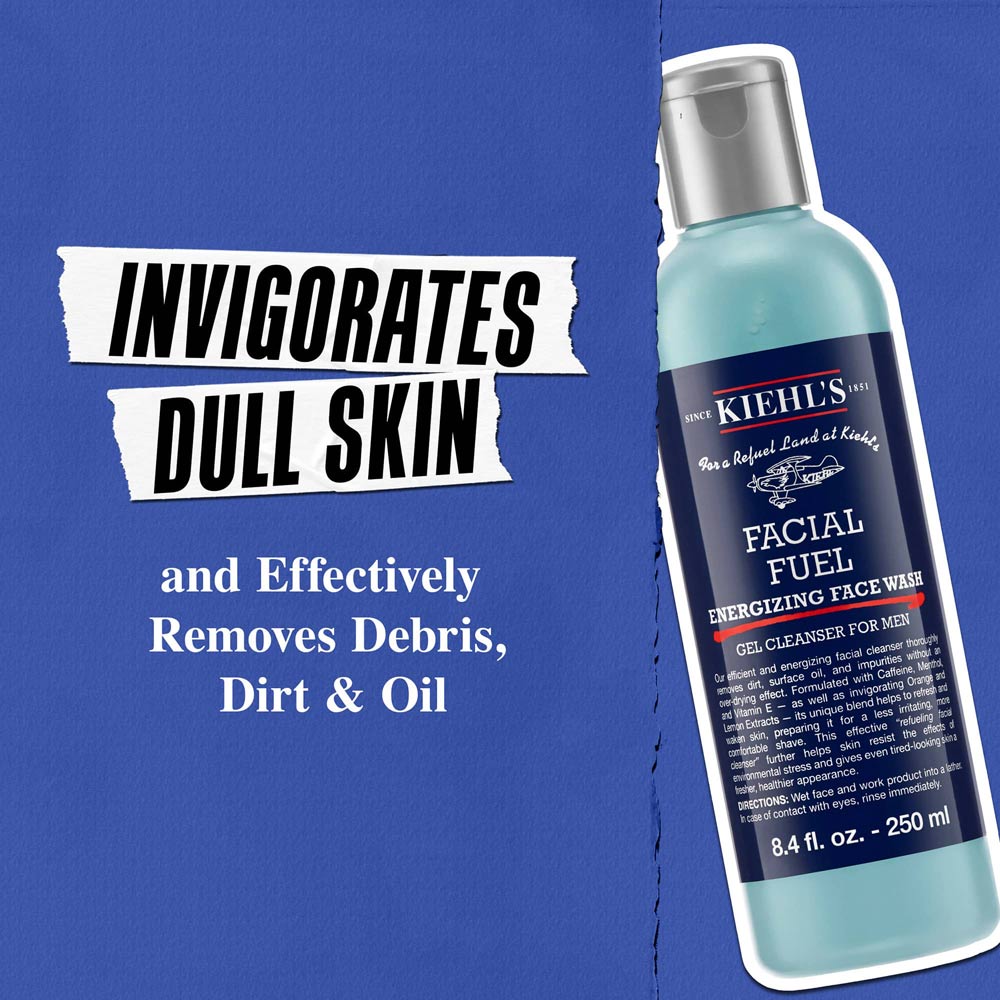 Kiehl's Facial Fuel Energizing Face Wash Gel Cleanser For Men With Orange & Lemon Extracts, 250ml