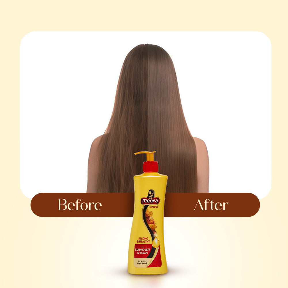 Meera Strong and Healthy Shampoo, With Goodness Of Kunkudukai and Badam, 340ml Buy at Indicrest Image 5