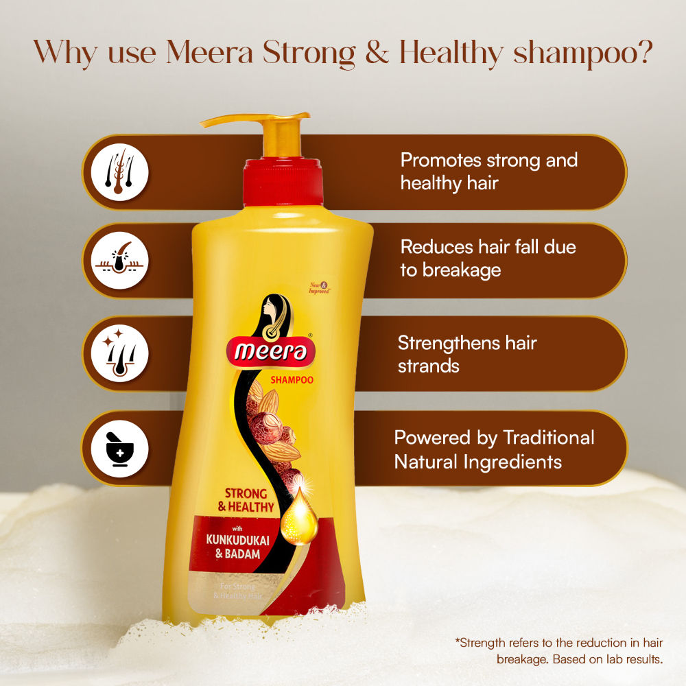 Meera Strong and Healthy Shampoo, With Goodness Of Kunkudukai and Badam, 650ml Buy at Indicrest Image 4
