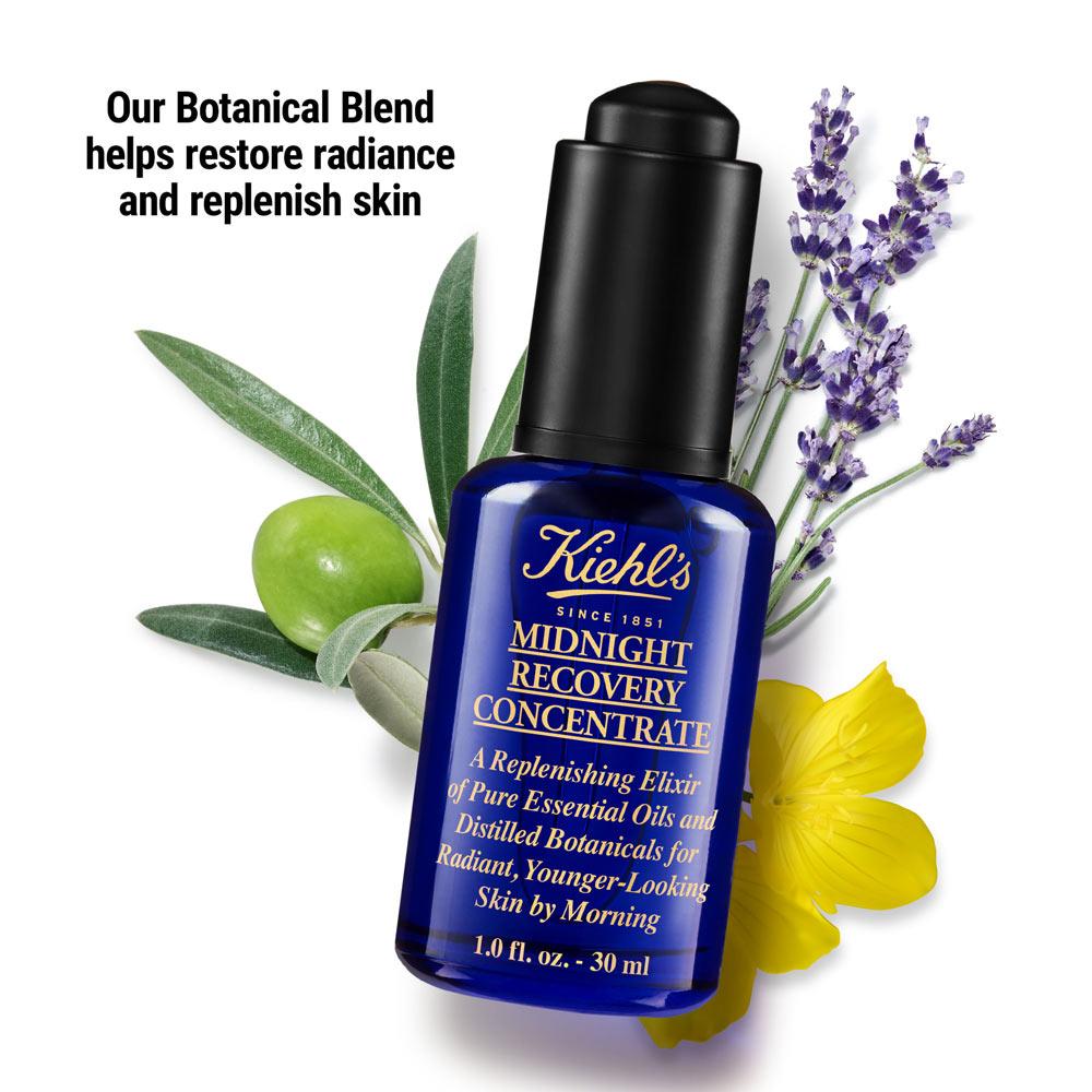 Kiehl's Midnight Recovery Concentrate Serum With Botanical Oil Blend For Radiant Skin, 15ml
