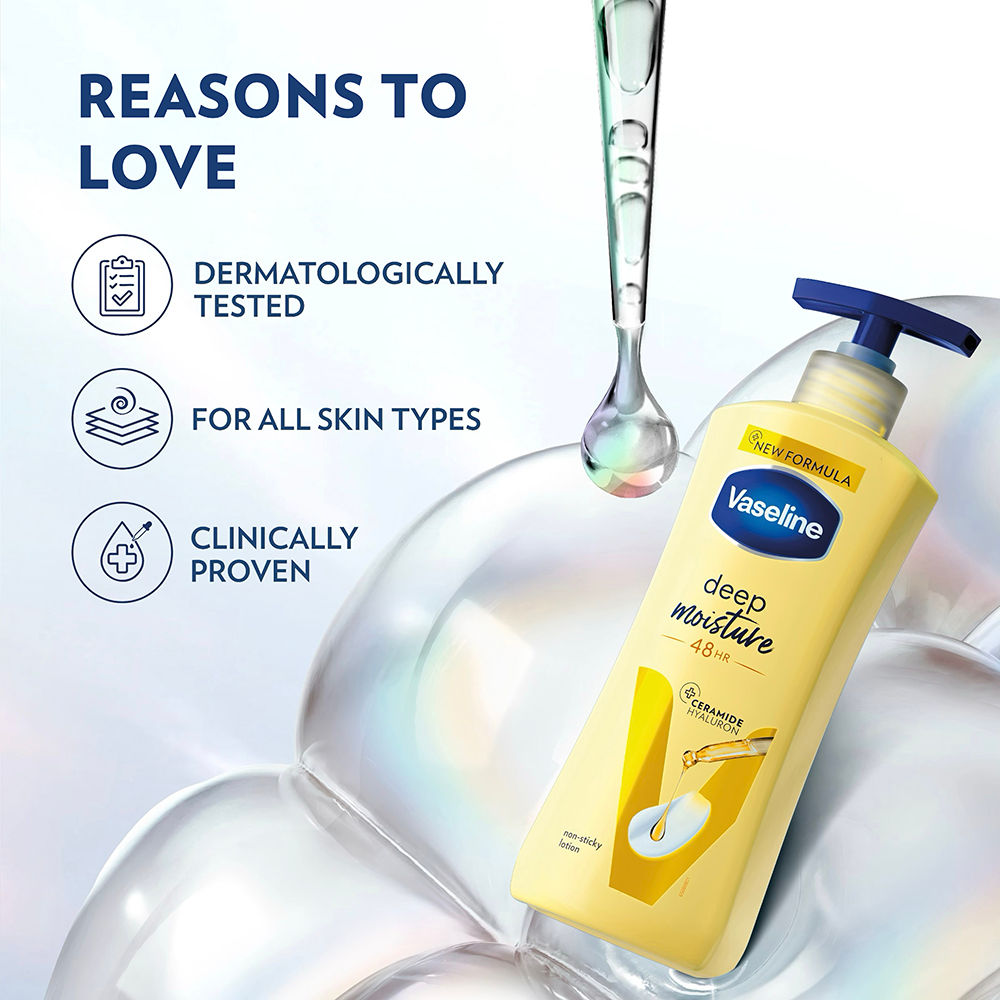 Vaseline Intensive Care Deep Moisture 48 HR Long Lasting Nourishing Body Lotion With Glycerin For Dry Rough Skin, 400ml Buy at Indicrest Image 6