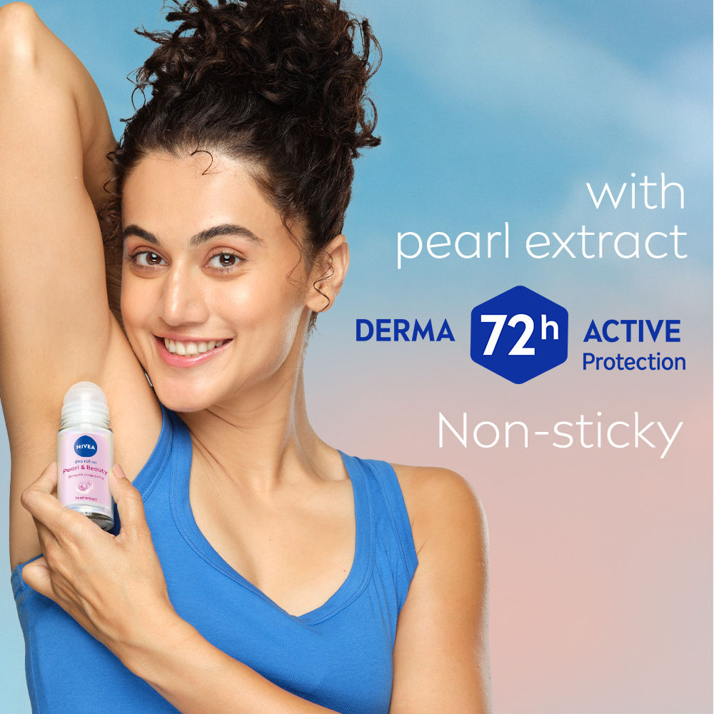 Nivea 72H Active Protection With Pearl Extract Deo Underarm Roll On - Smooth Skin, Odor Protection, 50ml Buy at Indicrest Image 6