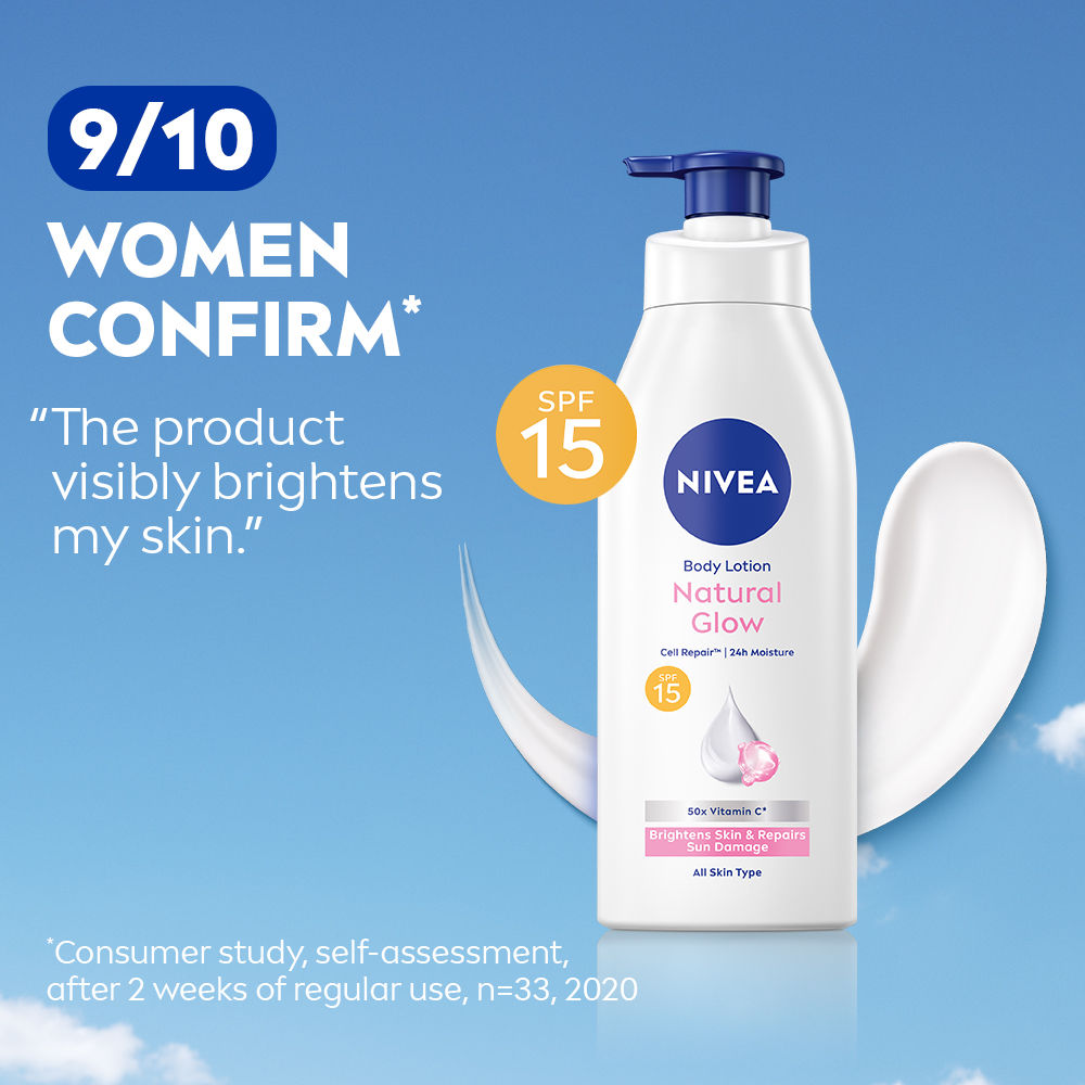 Nivea Cell Repair 50X Vit C Sunscreen Natural Glow Body Lotion Reduces Tan, Brightens - Uva & Uvb, 400ml Buy at Indicrest Image 7