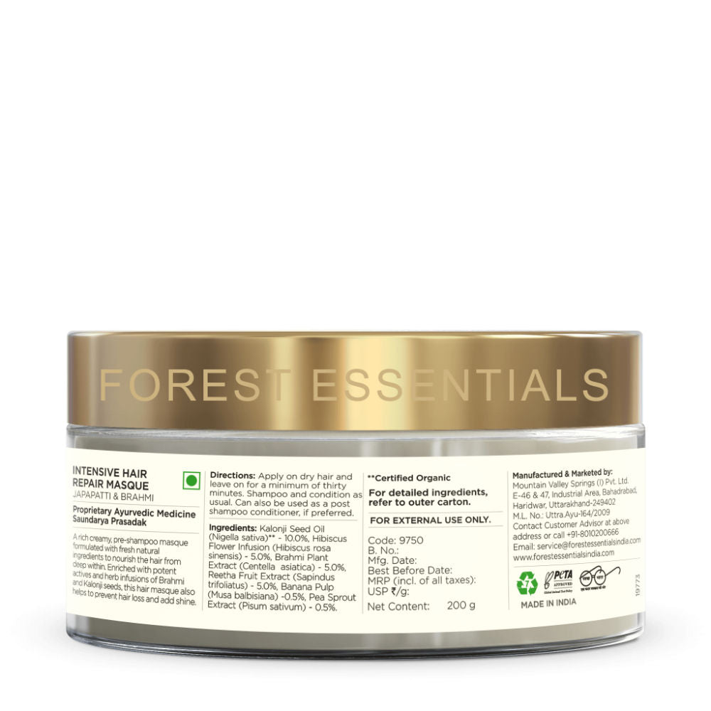 Forest Essentials Intensive Hair Repair Masque Japapatti & Brahmi - Ayurvedic Hair Mask for Dry Hair, 200g