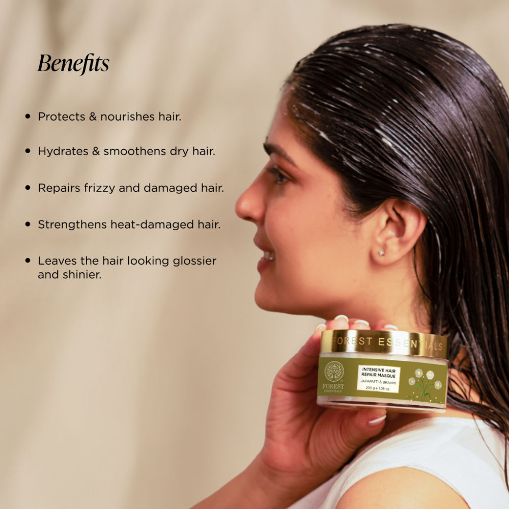Forest Essentials Intensive Hair Repair Masque Japapatti & Brahmi - Ayurvedic Hair Mask for Dry Hair, 200g