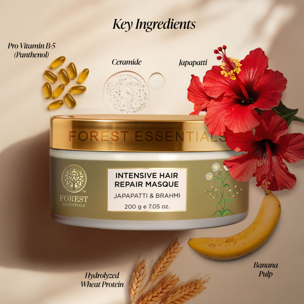 Forest Essentials Intensive Hair Repair Masque Japapatti & Brahmi - Ayurvedic Hair Mask for Dry Hair, 200g