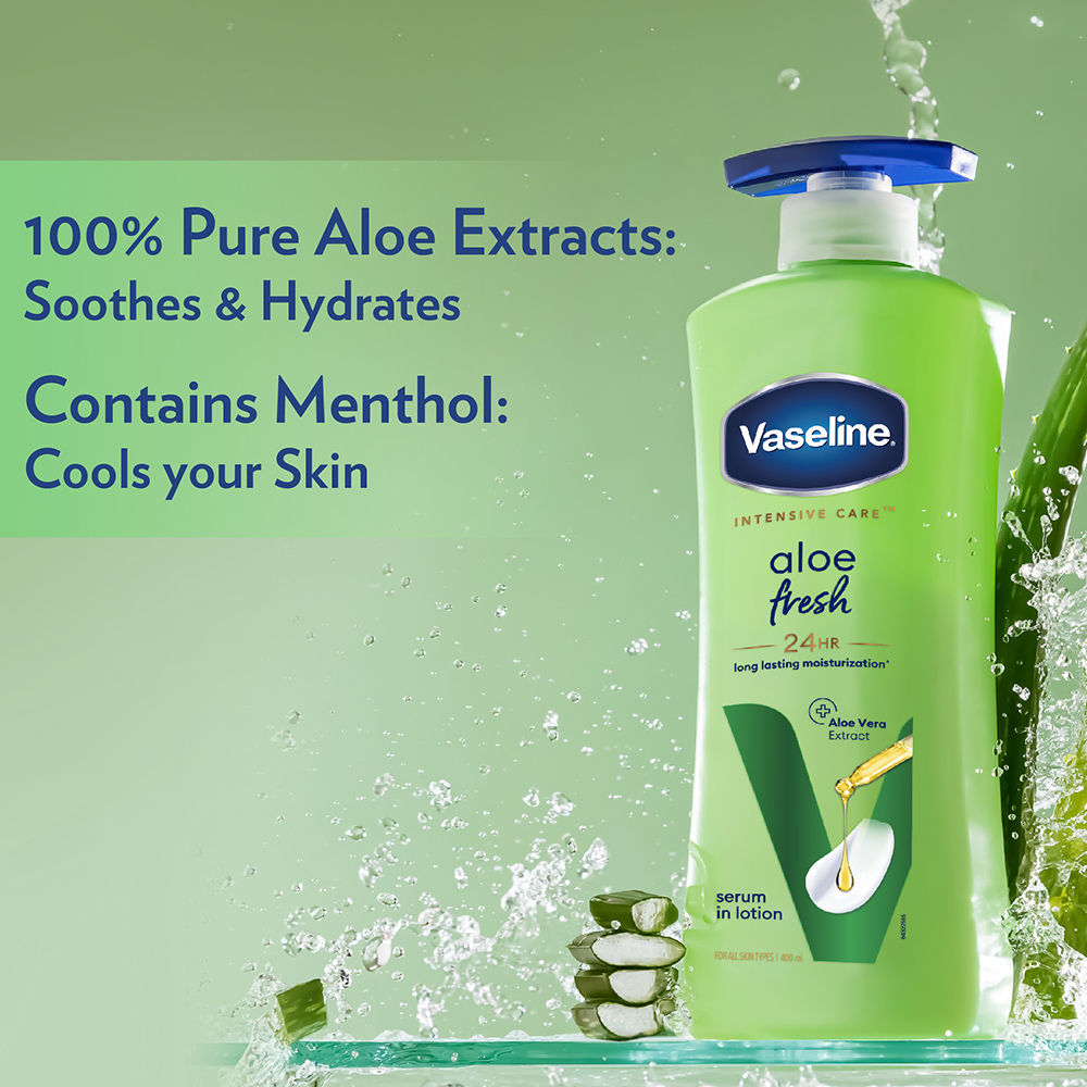 Vaseline Aloe Fresh Body Lotion, 24 HR Long Lasting Moisturisation With Aloe Vera extract, 200ml Buy at Indicrest Image 4