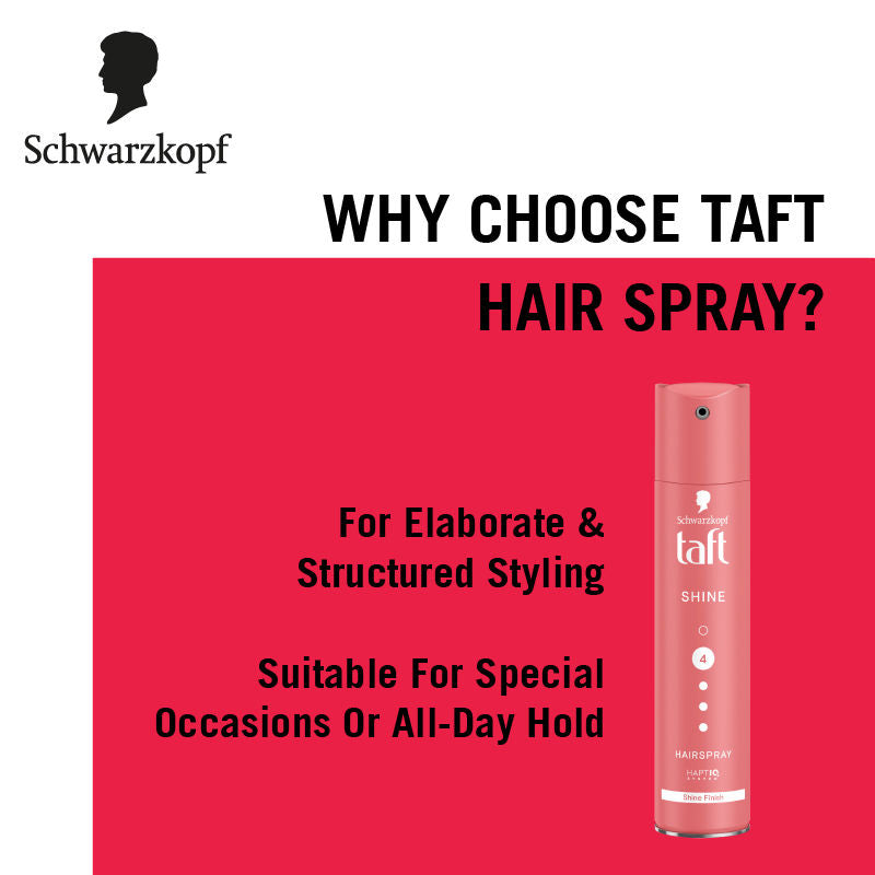 Schwarzkopf TAFT Shine Hair Spray For Shinner Hair With Diamond Luminizer Formula Hold 4, 250ml Buy at Indicrest Image 3