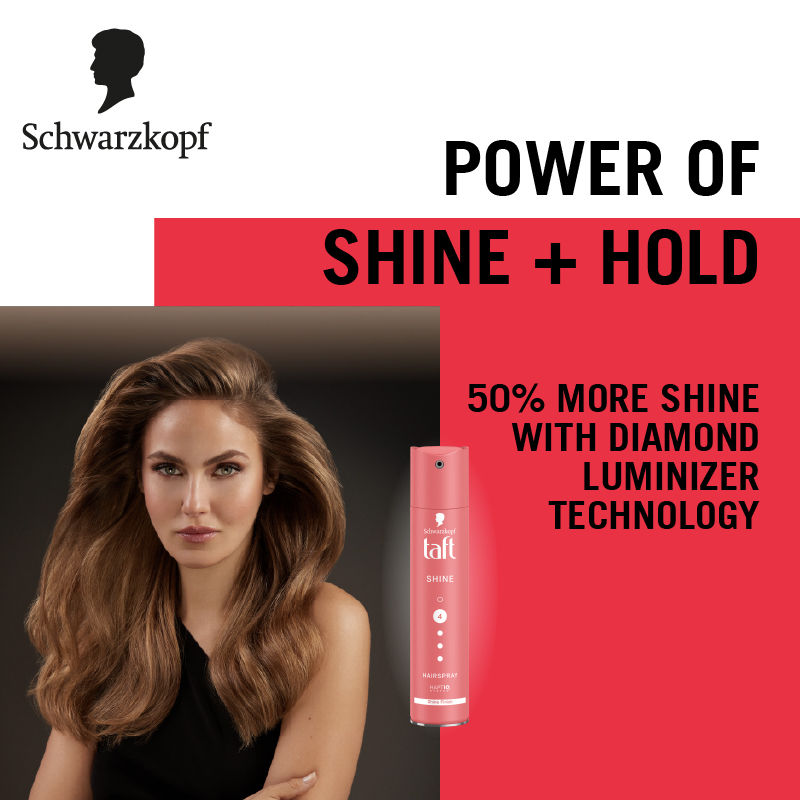 Schwarzkopf TAFT Shine Hair Spray For Shinner Hair With Diamond Luminizer Formula Hold 4, 250ml Buy at Indicrest Image 5