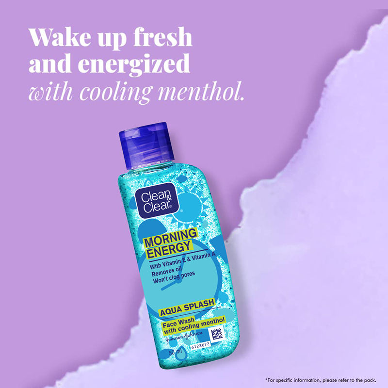 Clean & Clear Morning Energy Aqua Splash Face Wash - Gentle Cleanser with Menthol for Oily Skin, 50ml Buy at Indicrest Image 3