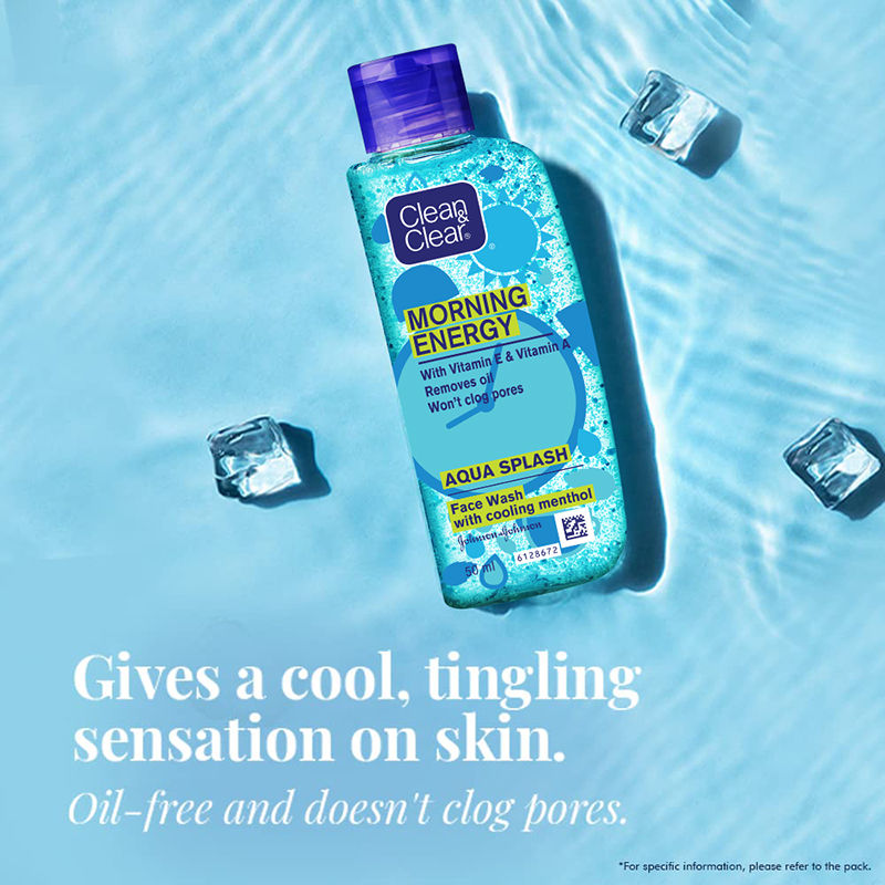 Clean & Clear Morning Energy Aqua Splash Face Wash - Gentle Cleanser with Menthol for Oily Skin, 50ml Buy at Indicrest Image 5