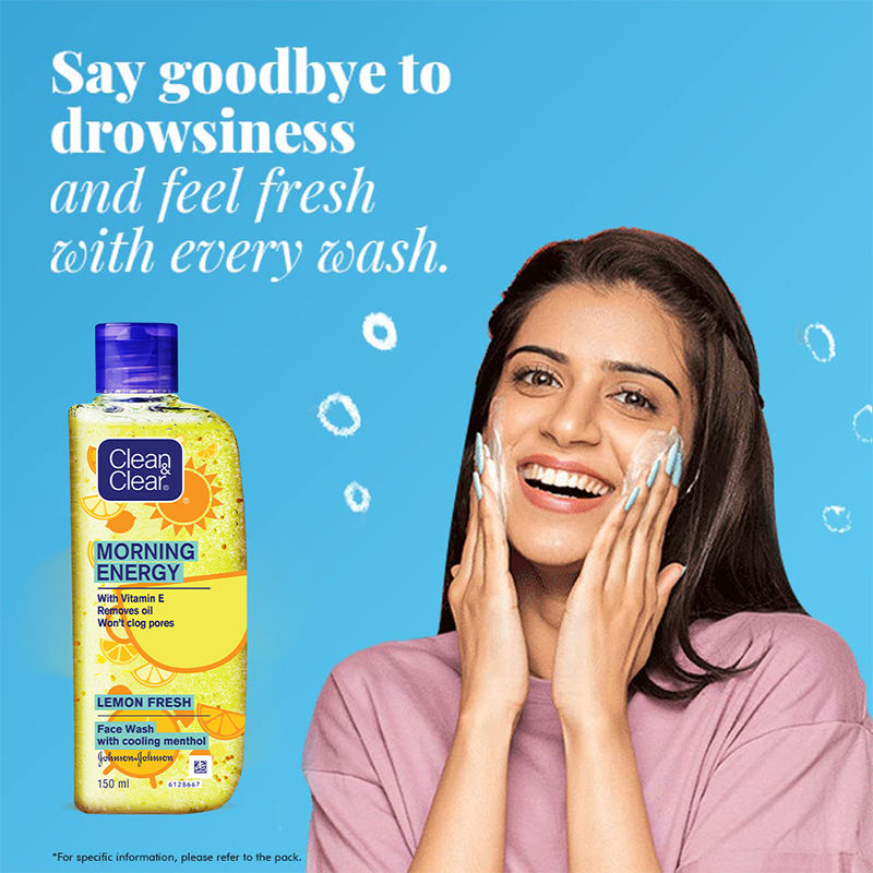 Clean & Clear Morning Energy Lemon Fresh Face Wash - Gentle Cleanser with Menthol for Oily Skin, 150ml Buy at Indicrest Image 5