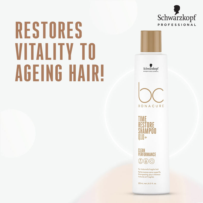 Schwarzkopf Professional Bonacure Time Restore Shampoo With Q10+ - For Mature Hair, 250ml Buy at Indicrest Image 3