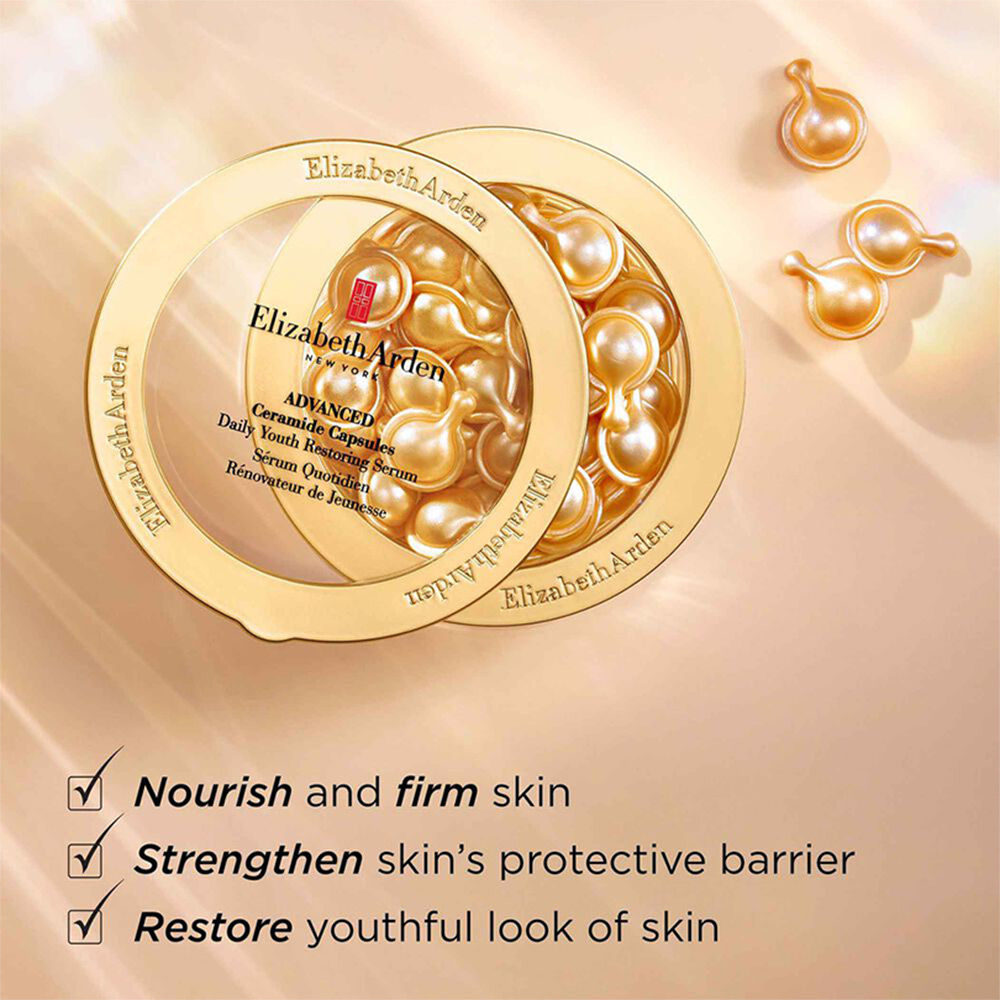 Elizabeth Arden Ceramide Daily Youth Restoring Serum 90 Capsules - For All Skin Types, 90 Capsules