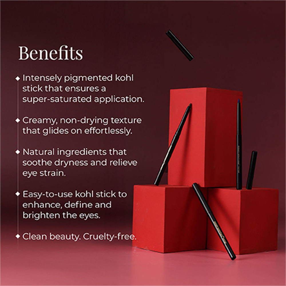 Forest Essentials Gulaab Khaas Kajal - Charcoal Black - Natural Smooth Kajal - Soothing & Cooling, 0.3g