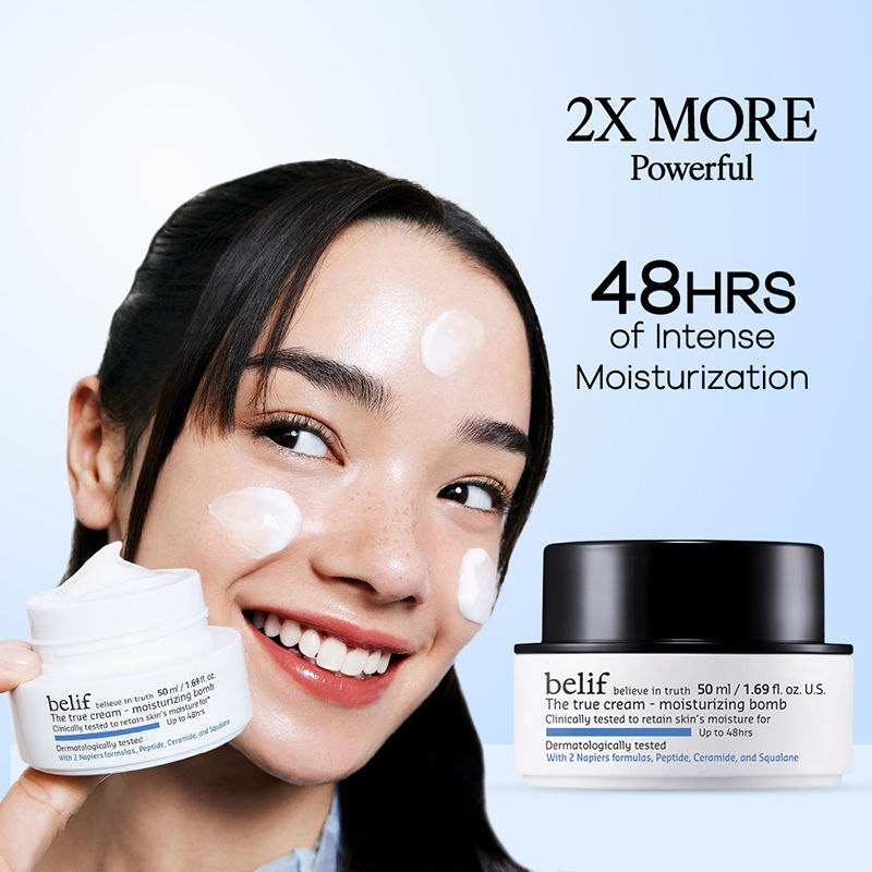 belif Moisturizing Bomb Cream-Vegan Korean Face Cream with Ceramides & Peptides For Barrier Repair, 50ml