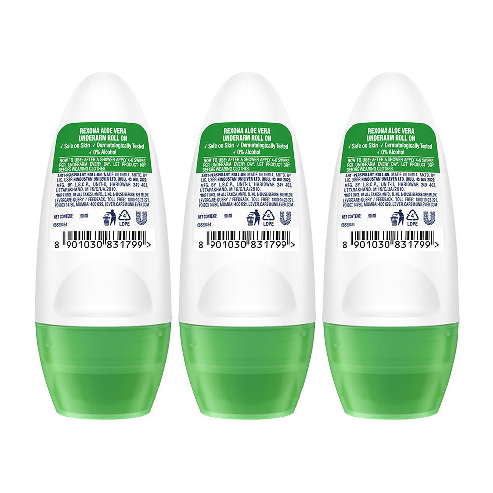 Rexona Aloe Vera Underarm Roll On (Pack Of 3), 3 pieces Buy at Indicrest Image 3