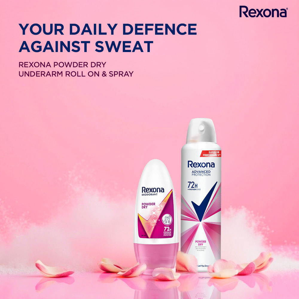 Rexona Powder Dry Underarm Roll On, 50ml & Powder Dry Antiperspirant Deodorant, 200ml 2 pieces Buy at Indicrest Image 5