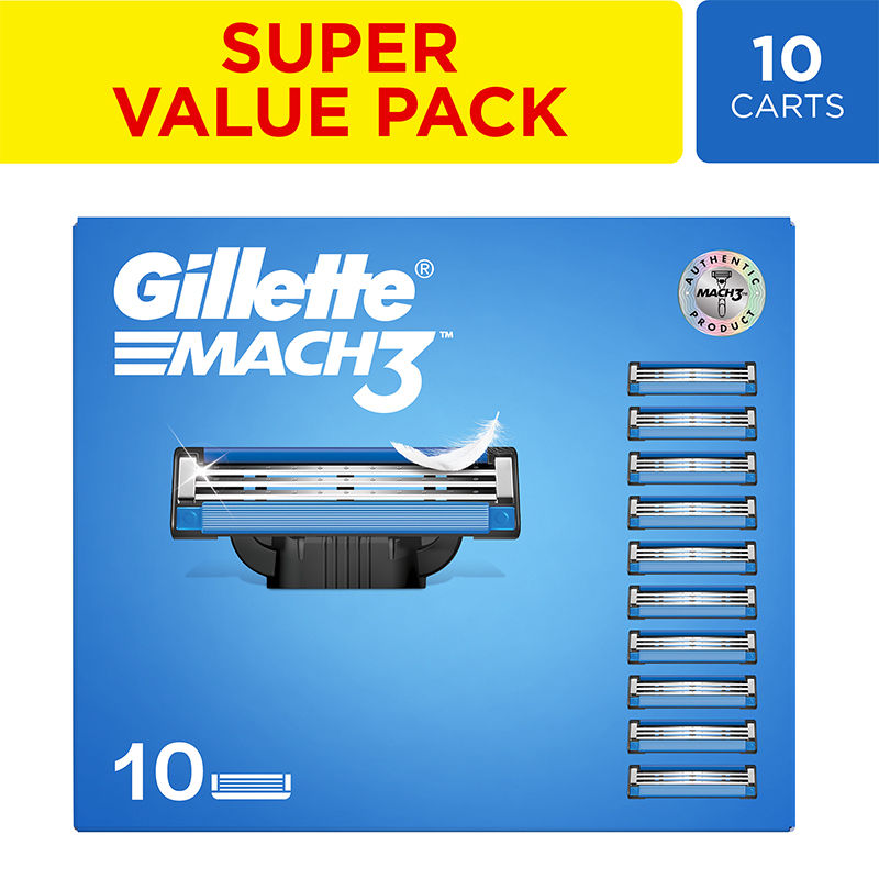 Gillette Mach 3 Shaving Blades for men (Pack of 10 Cartridges) Buy at Indicrest