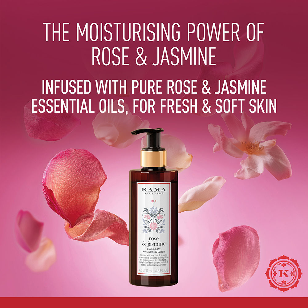 Kama Ayurveda Rose & Jasmine Lightweight & Hydrating with Paraben Free Hand And Body Lotion, 200ml