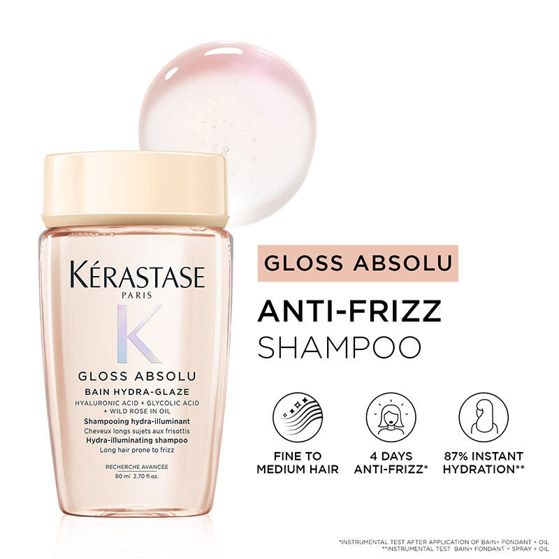 Kérastase Gloss Absolu Anti-Frizz Shampoo, Fine To Medium Hair, 4-Days Anti-Frizz, 80ml, Buy from Indicrest