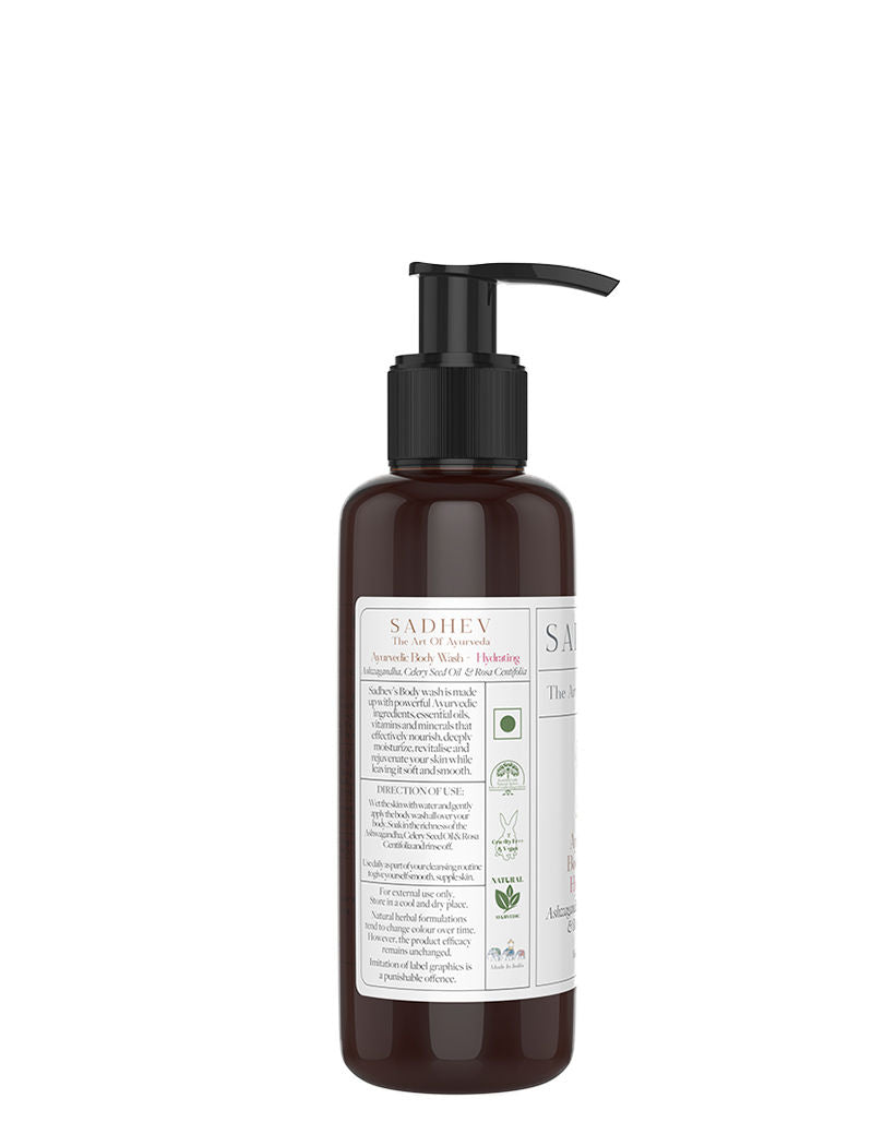 SADHEV Ayurvedic Ashwagandha, Celery Seed Oil & Rosa Centifolia Hydrating Body Wash, 75ml
