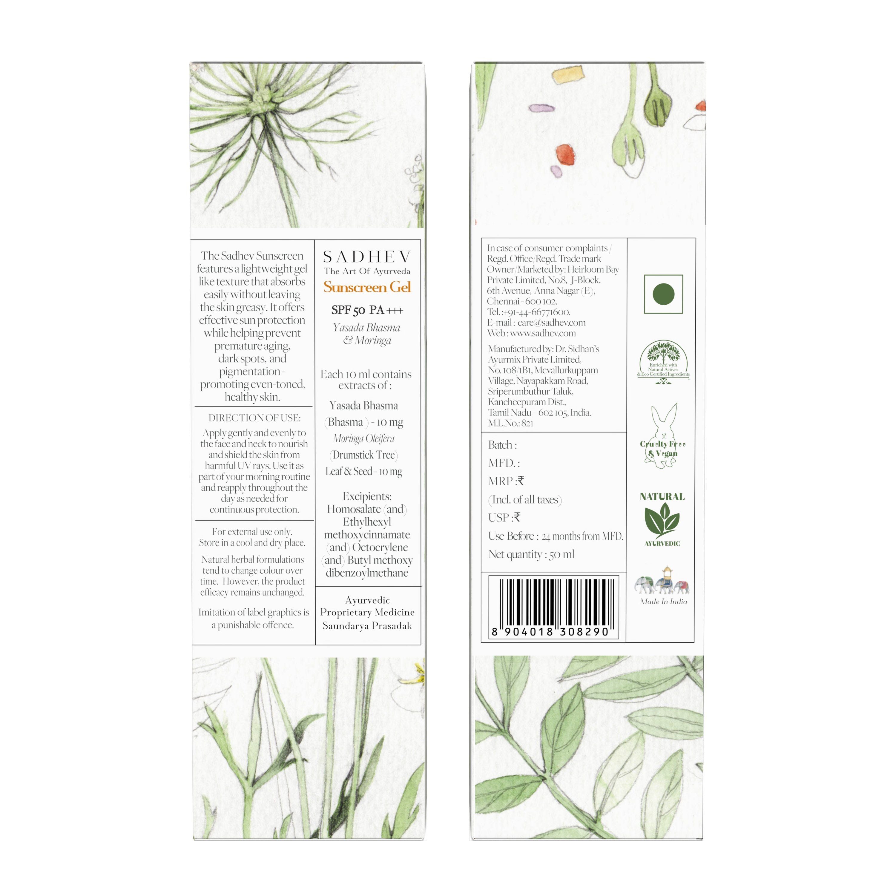 SADHEV SPF 50 PA+++ Sunscreen Gel, 50ml