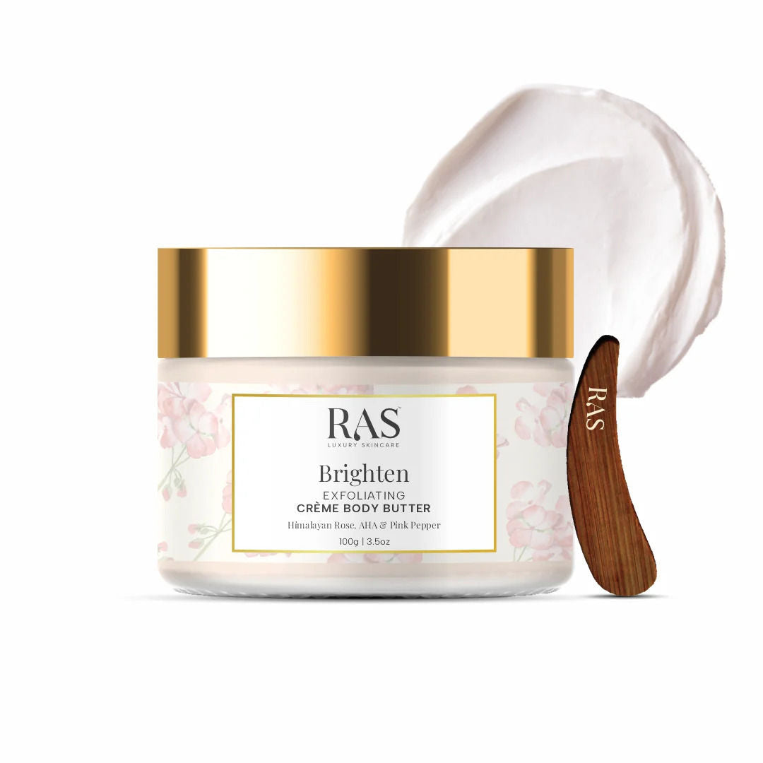 RAS Luxury Oils Brighten Exfoliating Creme Body Butter Enriched With Himalayan Roses & Pink Pepper, 100g, Buy from Indicrest