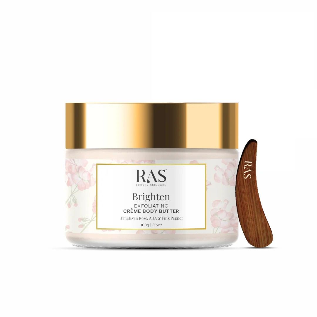RAS Luxury Oils Brighten Exfoliating Creme Body Butter Enriched With Himalayan Roses & Pink Pepper, 100g
