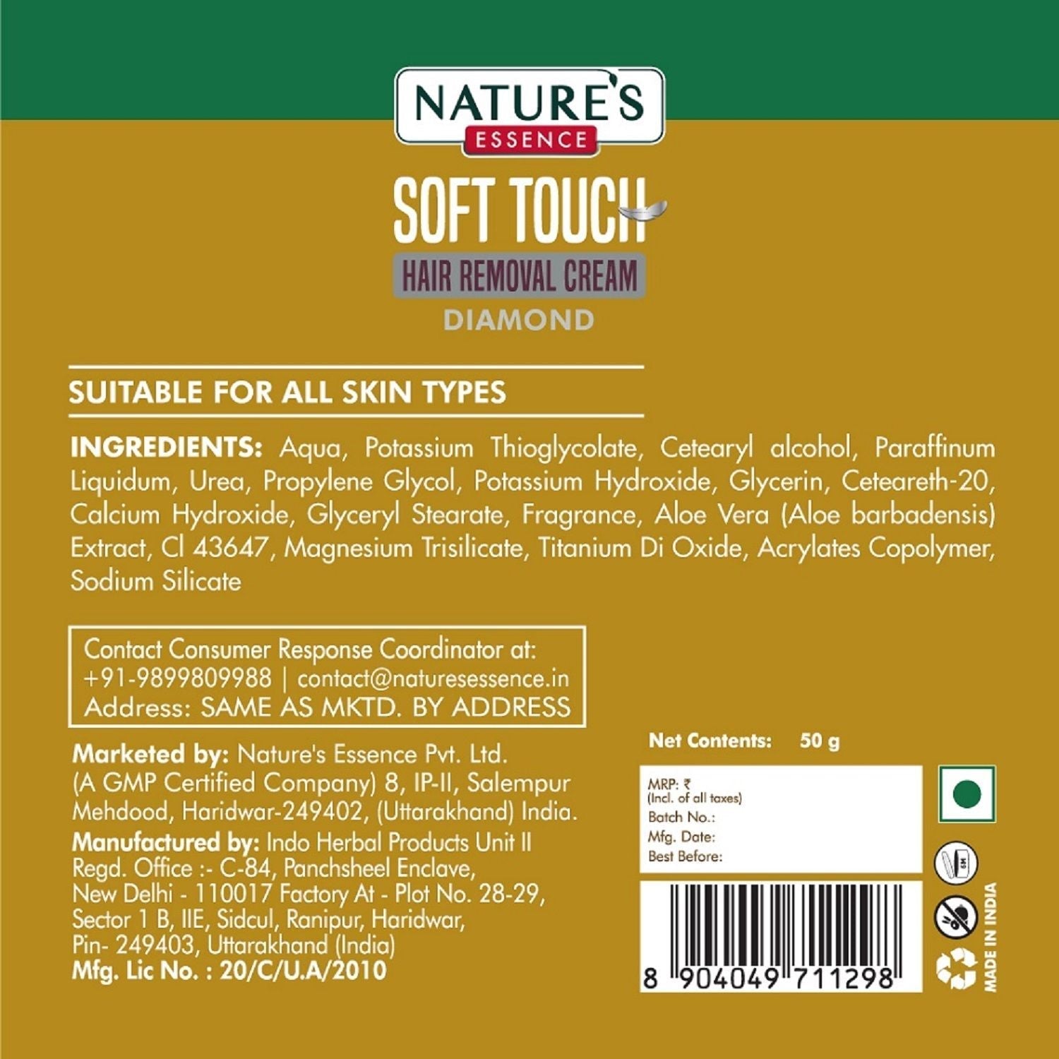 Nature's EssenceHair Removal Cream Gold - For All Skin Types, 50g Buy at Indicrest Image 7