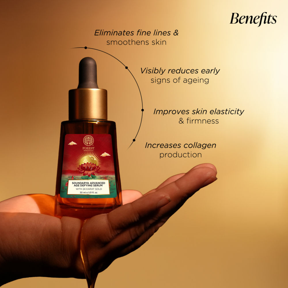 Forest Essentials Advanced Soundarya Age Defying Facial Serum with 24k Gold - Anti Ageing Serum, 12ml