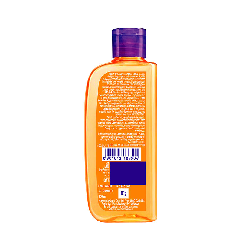 Clean & Clear Foaming Face Wash - Hydrating Cleanser for Oily Skin & Reduces Acne In 7 Days, 100ml Buy at Indicrest Image 8