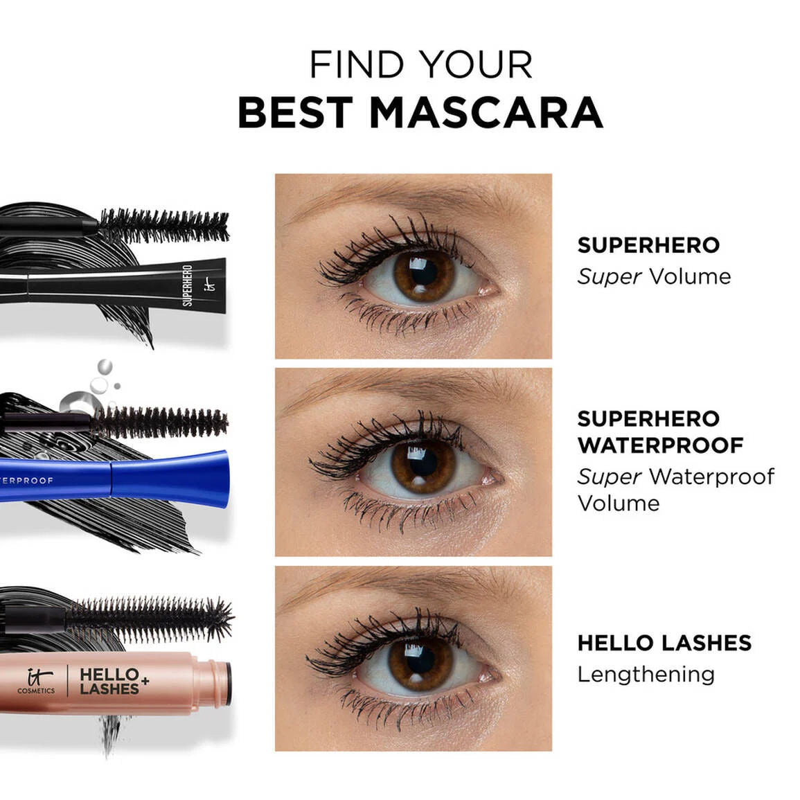 IT COSMETICS Superhero Elastic Stretch Volumizing And Lengthening Mascara, 9ml