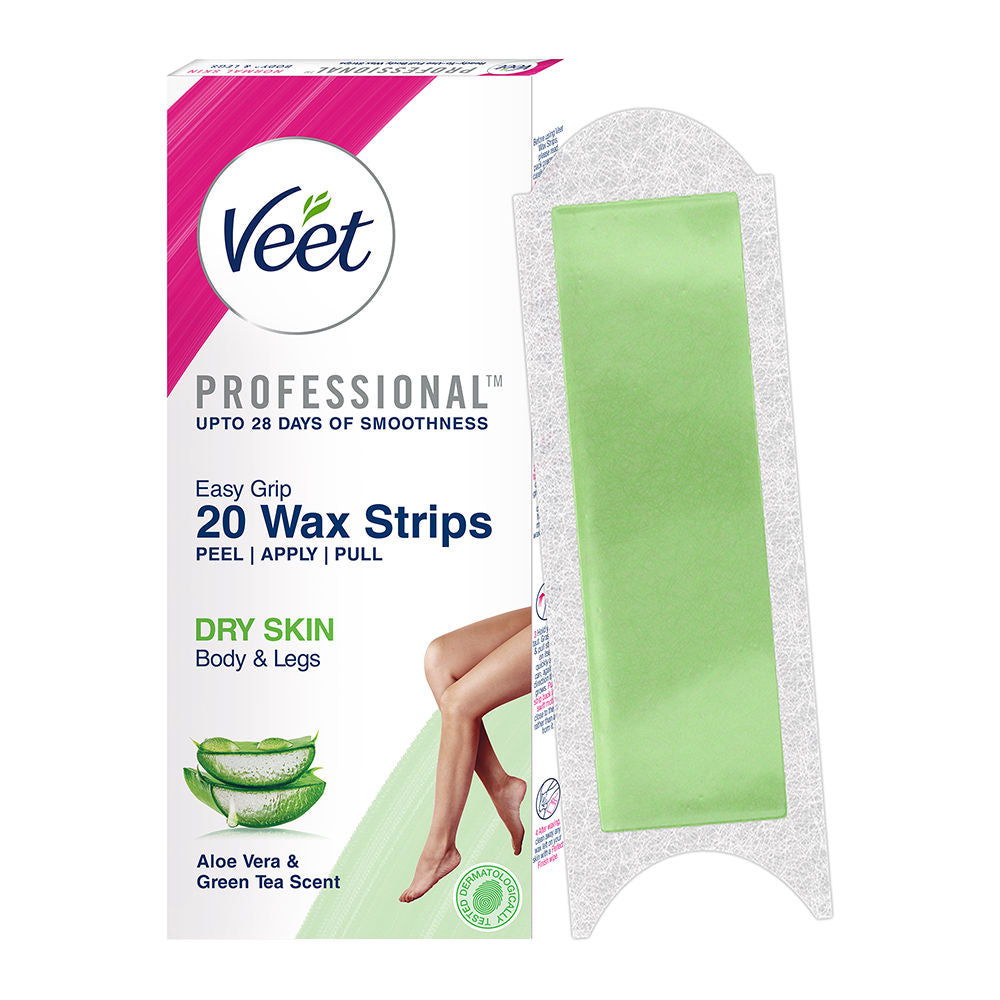 Veet Professional Waxing Strips Kit For Dry Skin, 20 Strips Buy at Indicrest