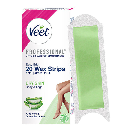 Veet Professional Waxing Strips Kit For Dry Skin, 20 Strips Buy at Indicrest