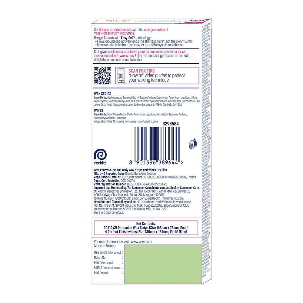 Veet Professional Waxing Strips Kit For Dry Skin, 20 Strips Buy at Indicrest Image 3