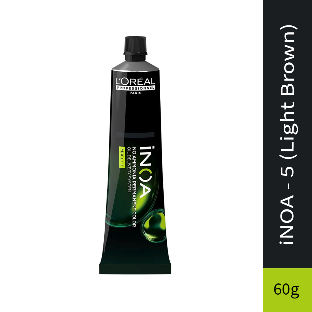 L'Oreal Professionnel Paris iNOA - 5 (Light Brown) - Ammonia Free Permanent Colour - Mix 1:1 - (60g)