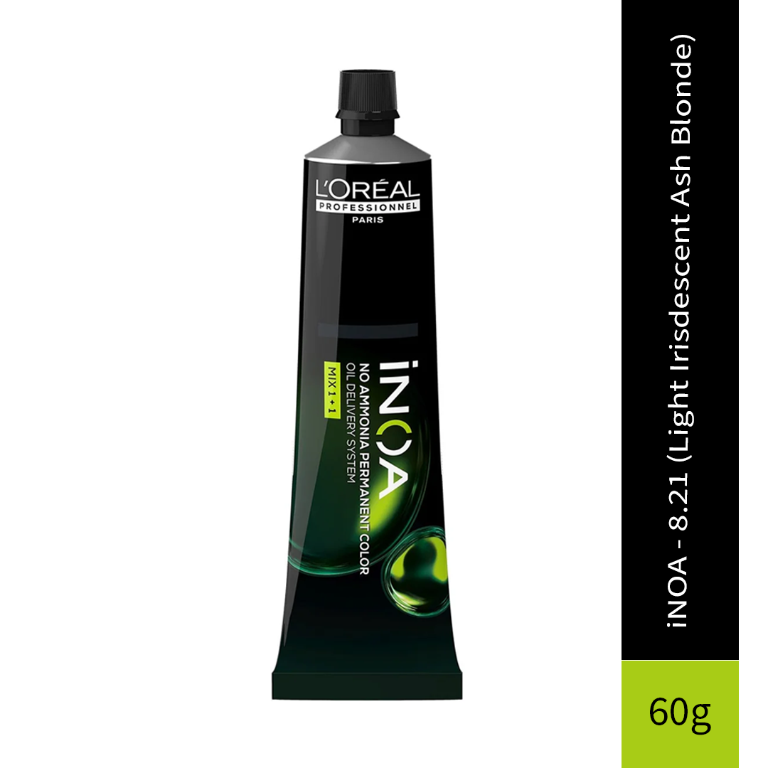 L'Oreal Professionnel Paris iNOA - 8.21 (Light Irisdescent Ash Blonde) - Ammonia Free Permanent Colour - Mix 1:1 - (60g)