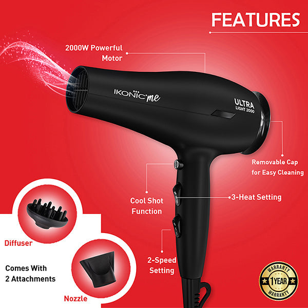 Ikonic Me- Ultralight 2000 Hair Dryer Buy at Indicrest Image 3